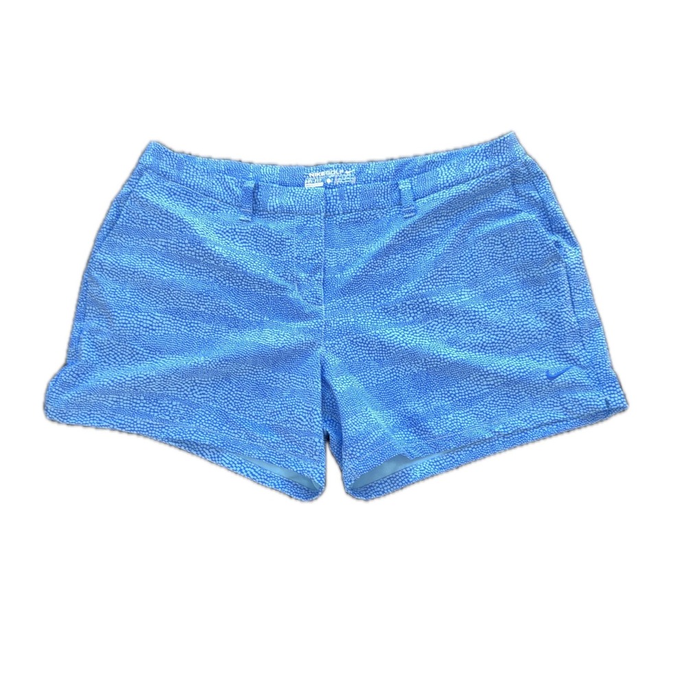 Nike Golf Dri-FIT Blue Geometric Print Shorts‎ Womens Size 12 Performance Sport